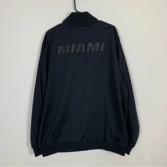 Adidas Men’s Black Miami Heat Zip Up Jacket Sz Large - Picture 7 of 8